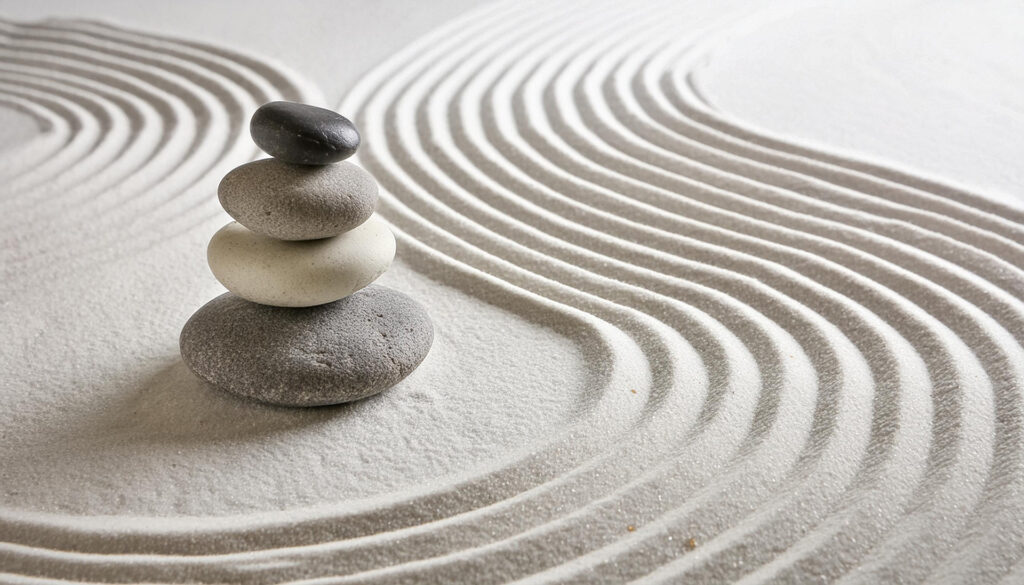zen garden with pebbles